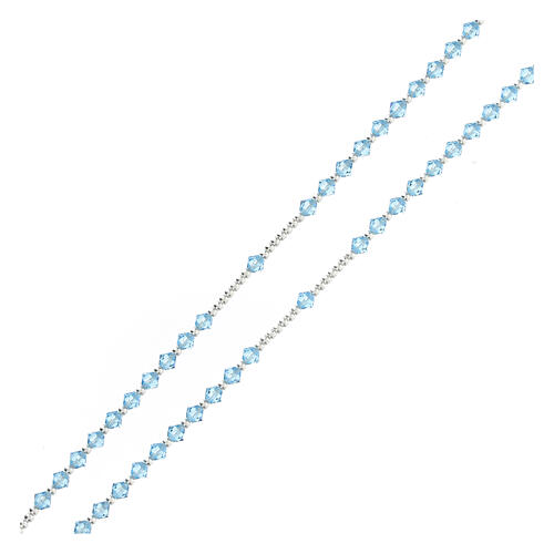 Rosary choker of the Miraculous Medal, 925 silver cable and light blue crystal 3