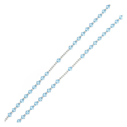 Rosario rigido azzurro argento 925 indossabile grani 4 mm 3
