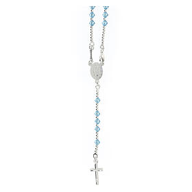 Wearable rigid blue rosary in 925 silver, 4 mm beads