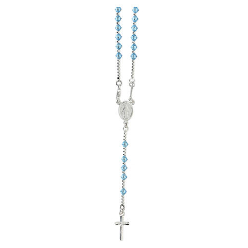 Wearable rigid blue rosary in 925 silver, 4 mm beads 1