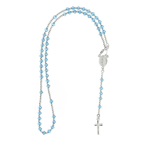 Wearable rigid blue rosary in 925 silver, 4 mm beads 4