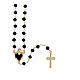 Rosario Sacro Cuore 2 mm argento 925 dorato cristallo nero s1