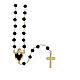 Sacred Heart rosary 2 mm in 925 silver gilded black crystal s1
