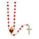 Rosario cristallo rosso corallo Sacro Cuore argento 925 dorato s1