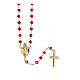 Rosario cristallo rosso corallo Sacro Cuore argento 925 dorato s2