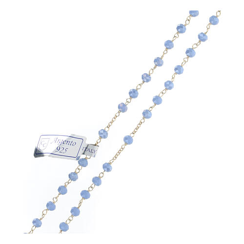 Sacred Heart rosary of gold plated 925 silver and light blue crystal, 0.008 in beads 3