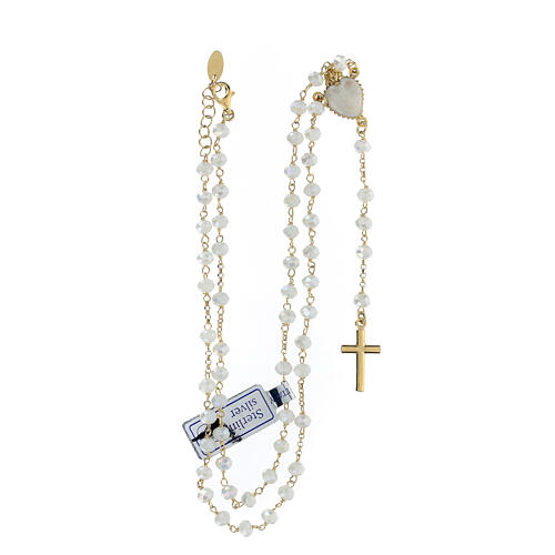 Sacred Heart rosary of gold plated 925 silver and white crystal, 0.008 in beads 4