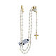 Sacred Heart rosary of gold plated 925 silver and white crystal, 0.008 in beads s4