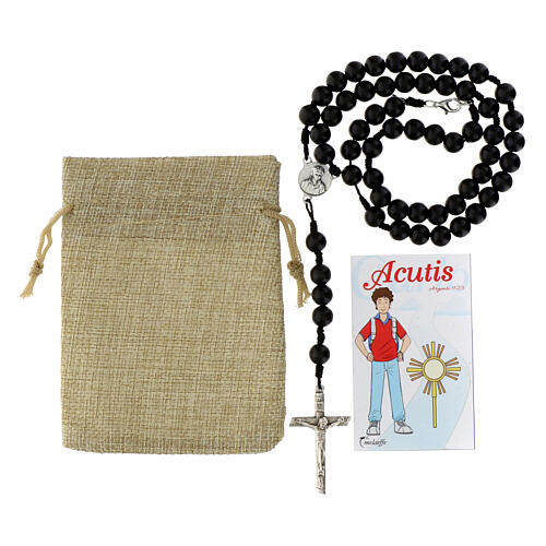 Carlo Acutis black rosary with carabiner 1