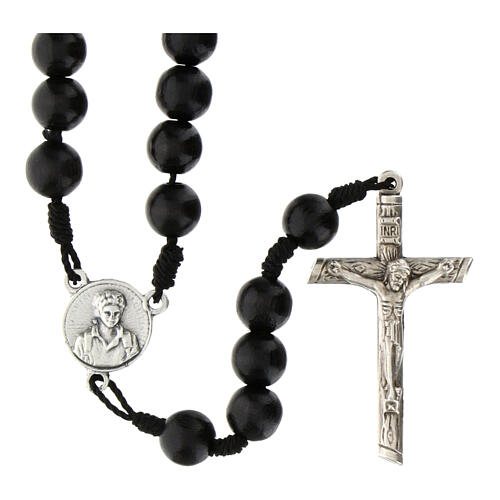 Carlo Acutis black rosary with carabiner 2