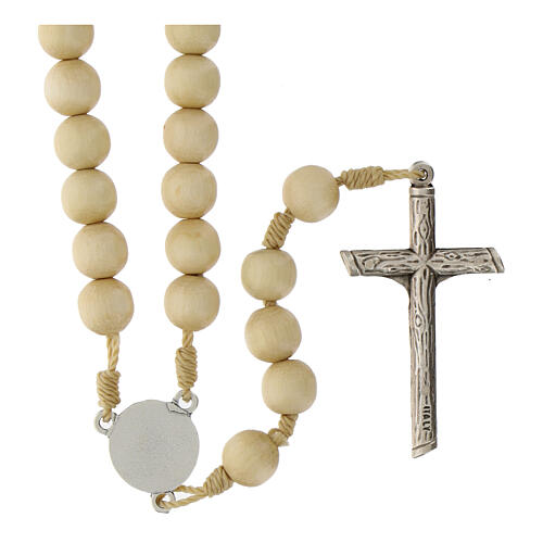 Rosary necklace of Carlo Acutis, cream-coloured wood 3