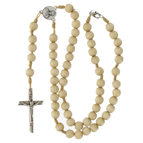 Rosary necklace of Carlo Acutis, cream-coloured wood 5