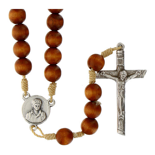 Wooden rosary with Carlo Acutis medal 2