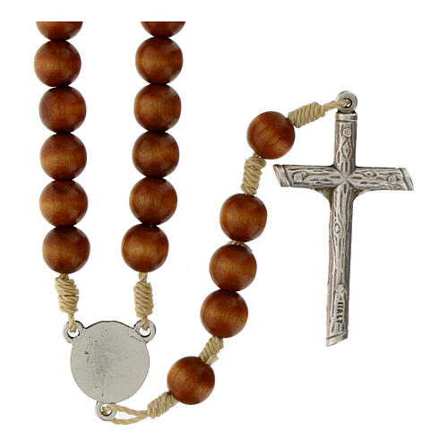 Wooden rosary with Carlo Acutis medal 3