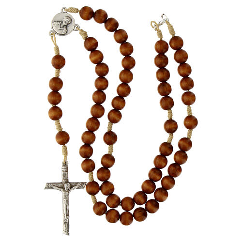 Wooden rosary with Carlo Acutis medal 5