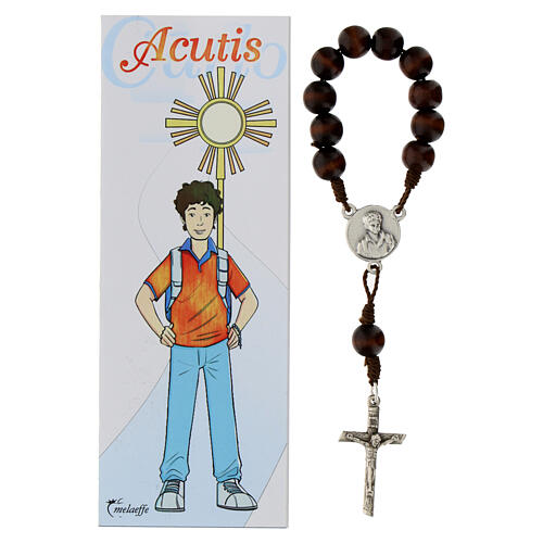 Single decade rosary of Carlo Acutis, rosewood beads 1