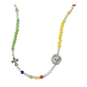 Halskette zum Jubiläum 2025, mit farbigen Hartsteinen, 4 mm