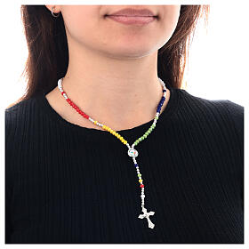 Rosary necklace of Jubilee 2025, colourful crystal