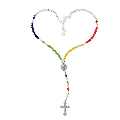 Rosary necklace of Jubilee 2025, colourful crystal 3