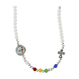 Halskette zum Jubiläum 2025, mit farbenfrohen Keramikperlen, 4 mm