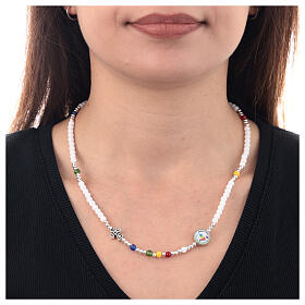 Necklace of Jubilee 2025, white and colourful stones