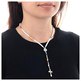 Rosary necklace of hard stones, colours and logo of Jubilee 2025