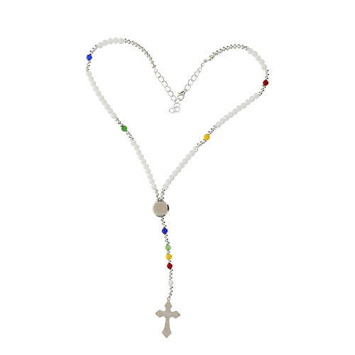 Rosary necklace of hard stones, colours and logo of Jubilee 2025 4