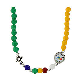 Rosenkranzkette zum Jubiläum 2025, mit farbenfrohen und weißen Keramik-Perlen, 6mm