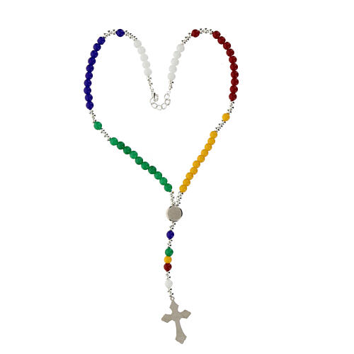 Rosary necklace of Jubilee 2025, colourful hard stones 4