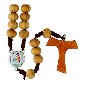 Rosario logo Jubileo cruz tau madera