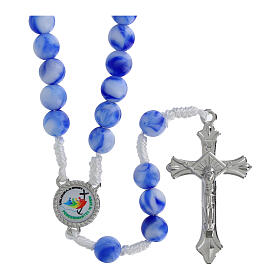 Rosario Giubileo grani acrilico bianchi e blu