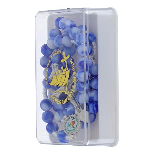 Rosario Giubileo grani acrilico bianchi e blu 4