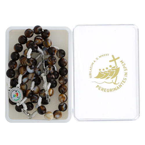 Jubilee rosary, white and brown acrylic beads 2