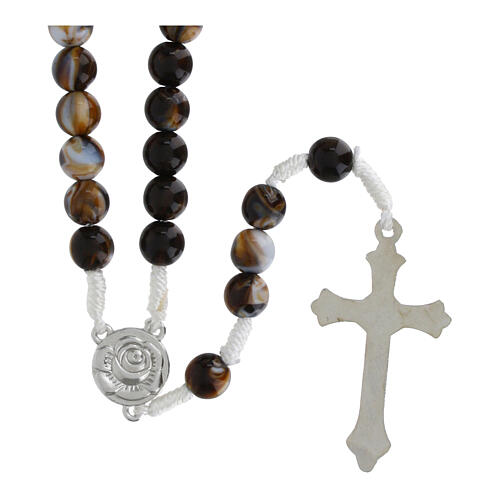 Jubilee rosary, white and brown acrylic beads 3