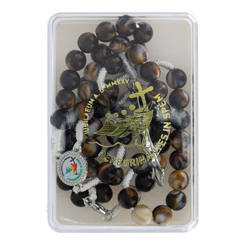 Jubilee Rosary with White and Brown Acrylic Beads 4