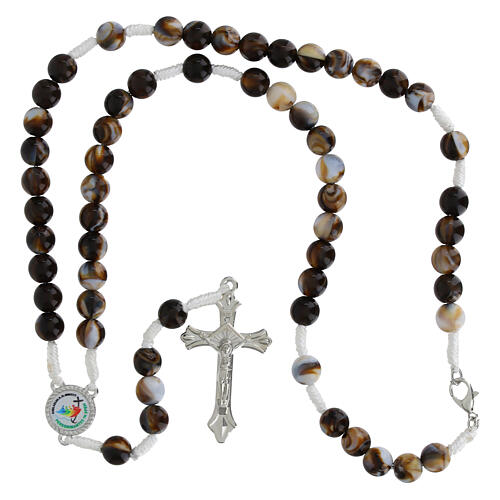 Jubilee Rosary with White and Brown Acrylic Beads 6