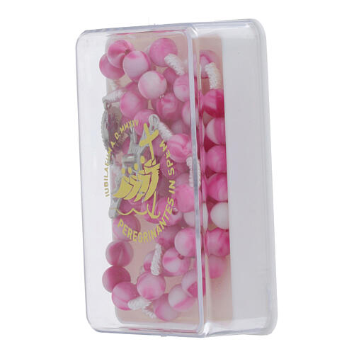 Jubiläumsrosenkranz weiße und rosa Acrylperlen 4