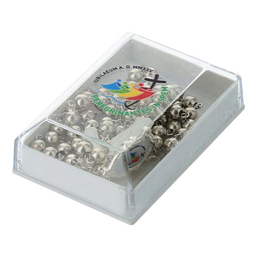 Rosenkranz Etui mit Rosenkranz offizielles Jubiläumslogo 2025 Metall 4 mm 6