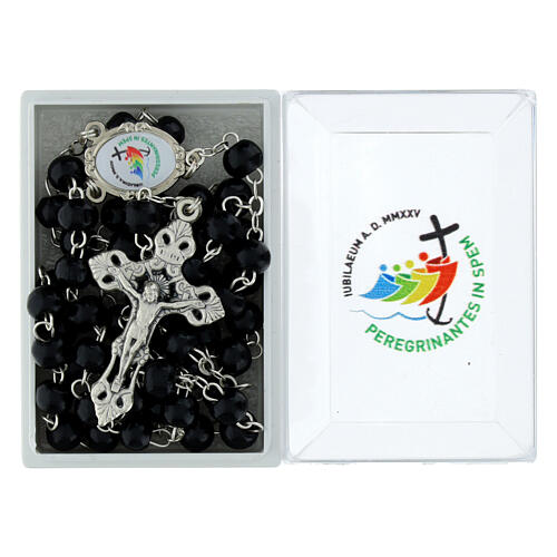 Schwarzer Jubiläums-Holzrosenkranz in einem Schachtel 5 mm mit offiziellem Logo 2