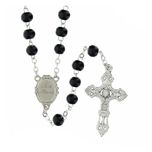 Schwarzer Jubiläums-Holzrosenkranz in einem Schachtel 5 mm mit offiziellem Logo 3