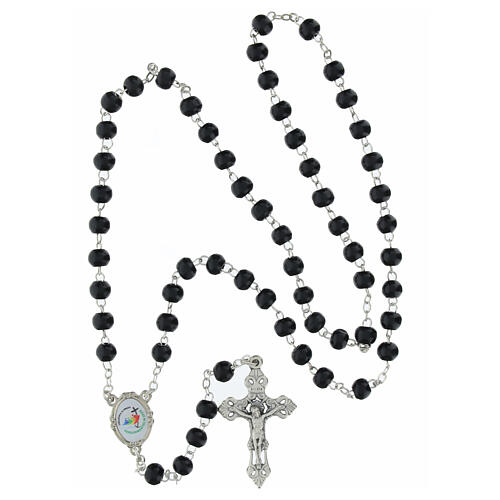 Schwarzer Jubiläums-Holzrosenkranz in einem Schachtel 5 mm mit offiziellem Logo 5