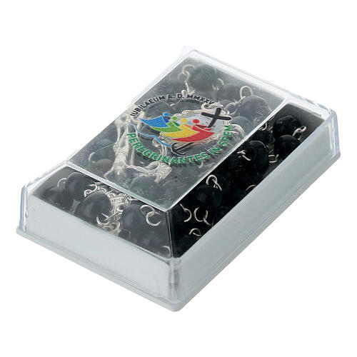 Schwarzer Jubiläums-Holzrosenkranz in einem Schachtel 5 mm mit offiziellem Logo 6