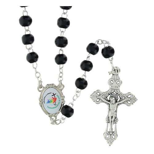 Black Wood Rosary 5 mm Official Jubilee 2025 Logo Box 1