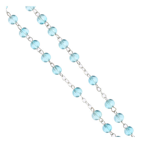 Rosenkranz aus 6 mm blauen Glasperlen mit offiziellem Jubiläumslogo 2025 und Schachtel 4