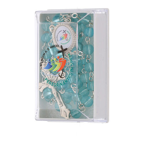 Light blue glass rosary with 0.24 in beads, case with Jubilee 2025 official logo 6