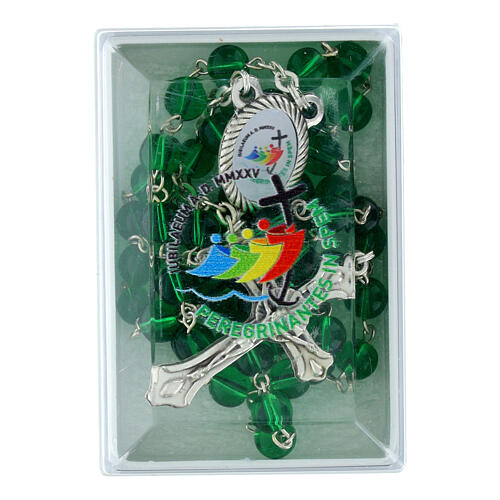 Jubilee rosary with green glass beads with box 4