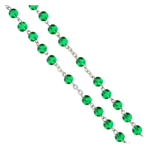 Jubilee rosary with green glass beads with box 5