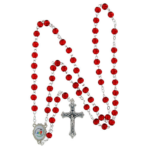 Red rosary of Jubilee 2025 Latin official logo with case, 0.2 in beads 5
