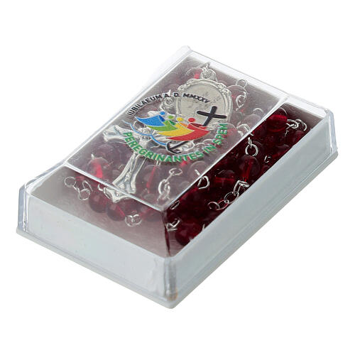 Red rosary of Jubilee 2025 Latin official logo with case, 0.2 in beads 6