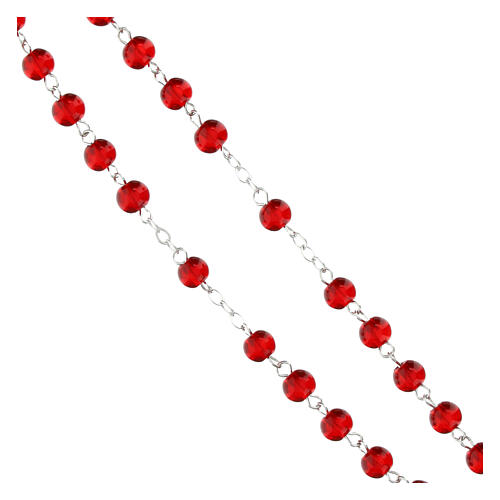 Rosario rosso logo ufficiale Giubileo 2025 latino con scatola 5mm 4